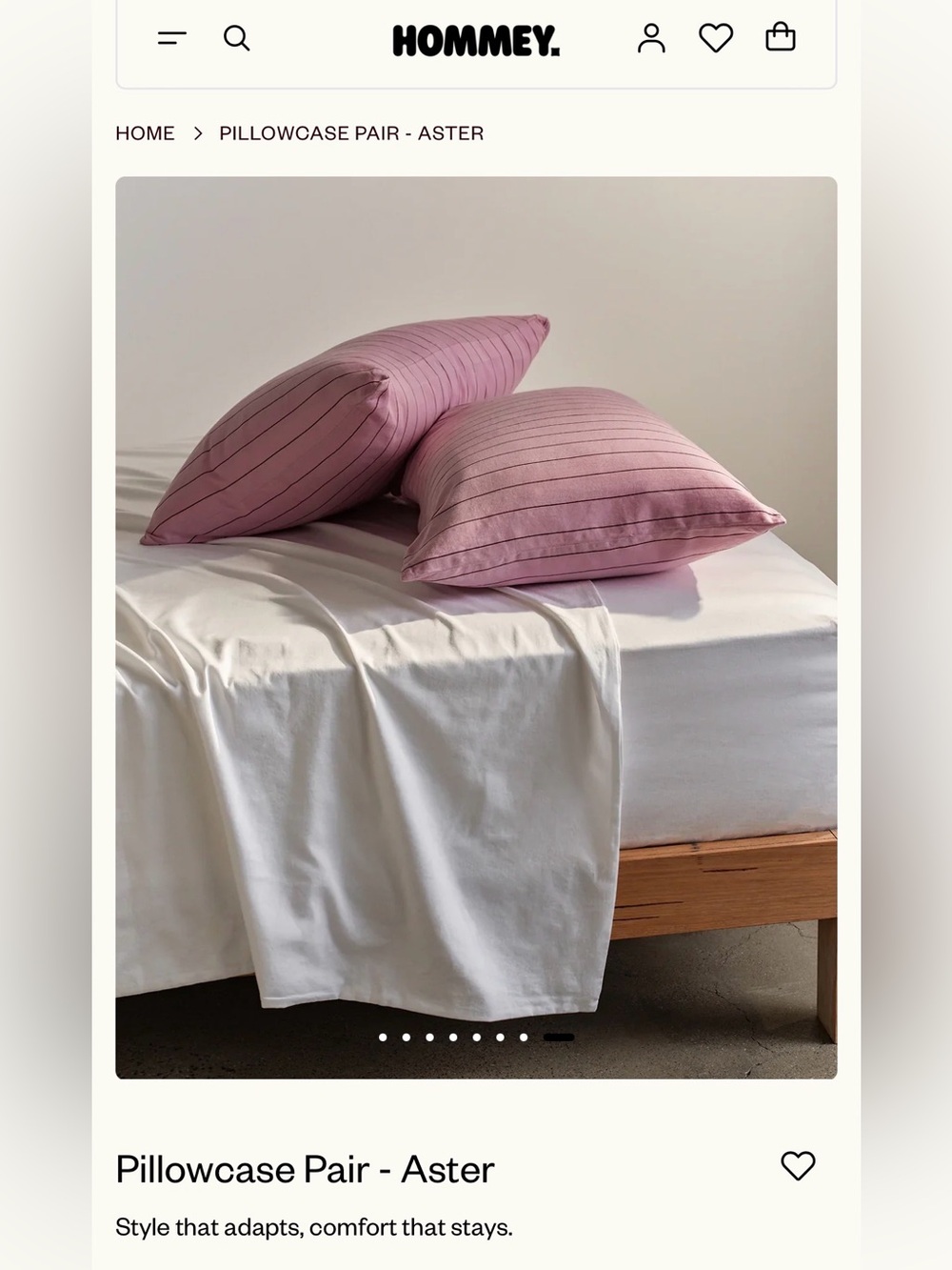 Hommey Aster Pillowcase Pair - Pink Aster Mulberry New in packaging